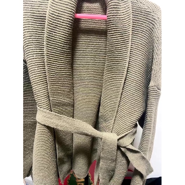 Áo khoác len suông rộng kèm đai Hàn Quốc