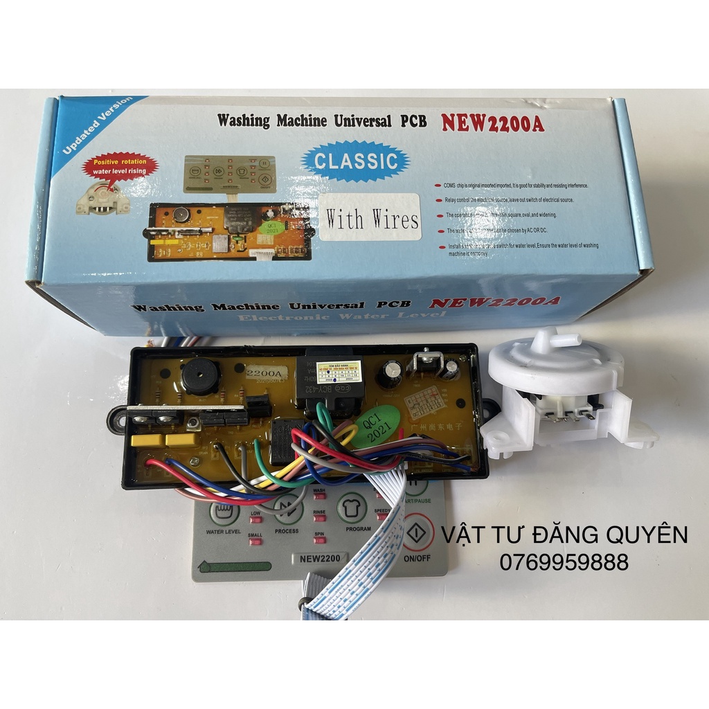 Mạch Máy Giặt Đa Năng Model: New 2200A - bo máy giặt đa năng  4 Chế Độ Giặt Loại Zắc; Loại Dây