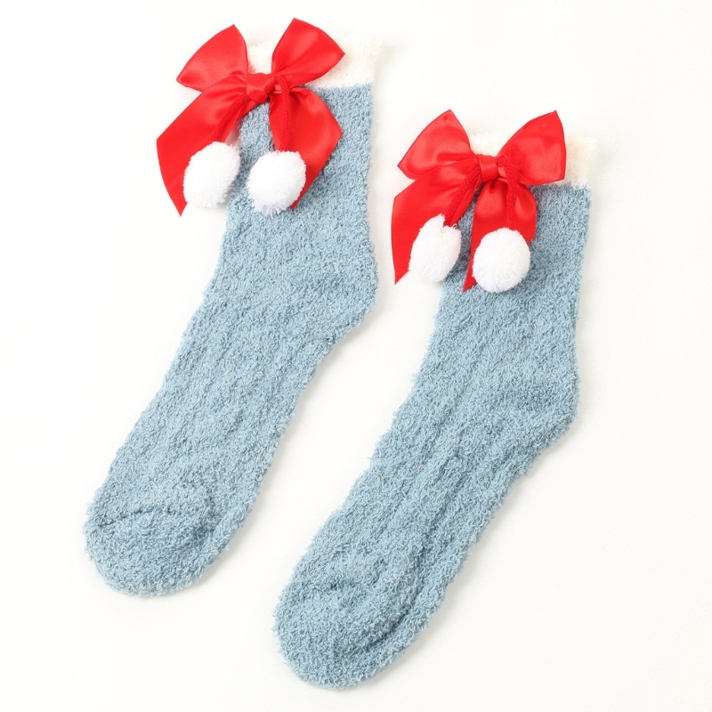 Xiangbao Vớ Bông Xù Đính Nơ Giữ Ấm Mùa Đông Dễ Thương Cho Nữ