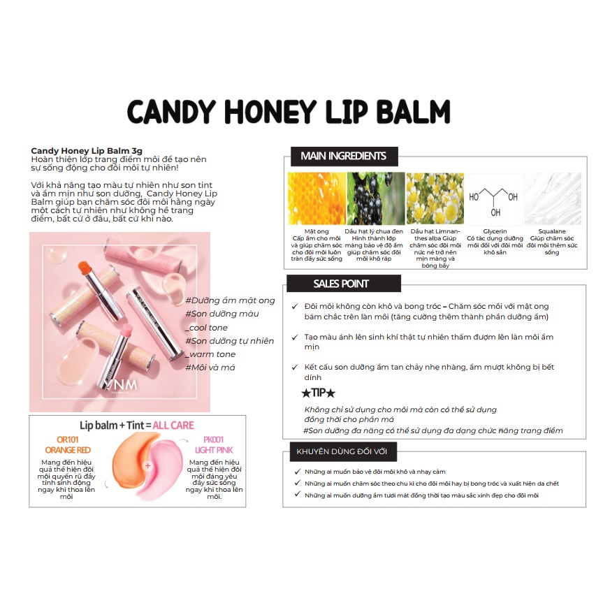 Son Dưỡng Mềm Môi, Hết Thâm, Đổi Màu YNM Rainbow Honey Lip 3g