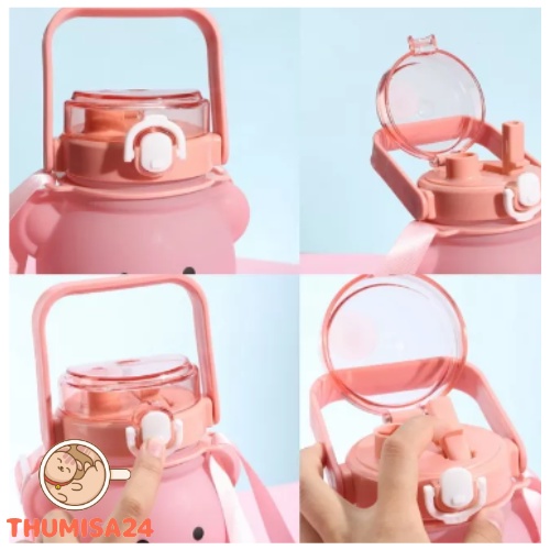 Bình nước hình gấu chuyển màu dể thương 800ml - Có tặng kèm sticker dán