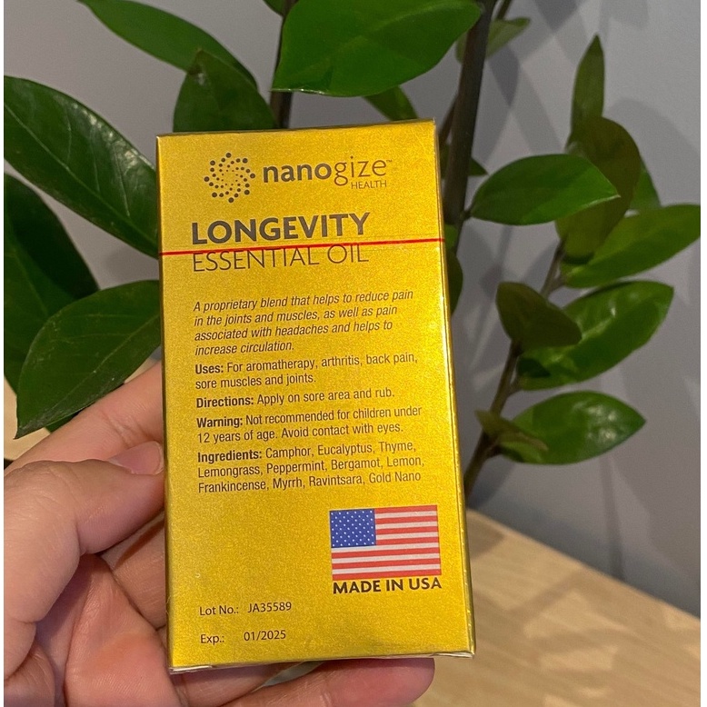 Nhập Khẩu từ Mỹ# Giảm đau nhức, lưu thông máu #Dầu thảo mộc Nanogize Longevity # 390k/2chai