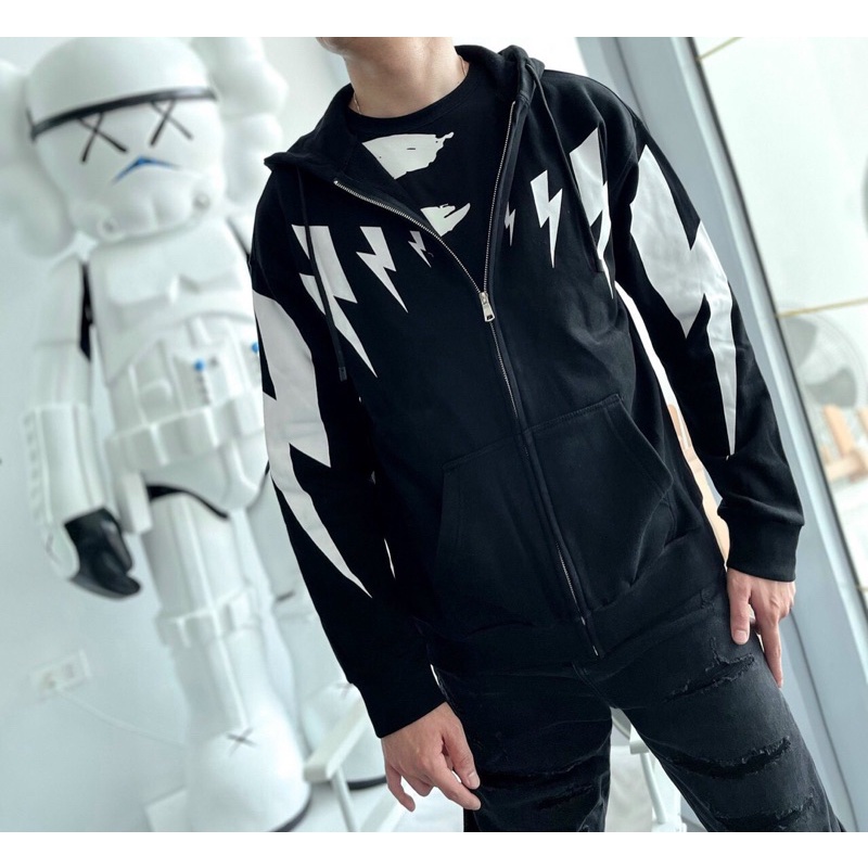 Áo Nỉ Mũ Khoá Kéo Tia Sét