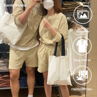 Set sơ mi dài tay và quần short - vải đũi nhăn form rộng phong cách Hàn Quốc - TWINS SET by SANTÉ STUDIO