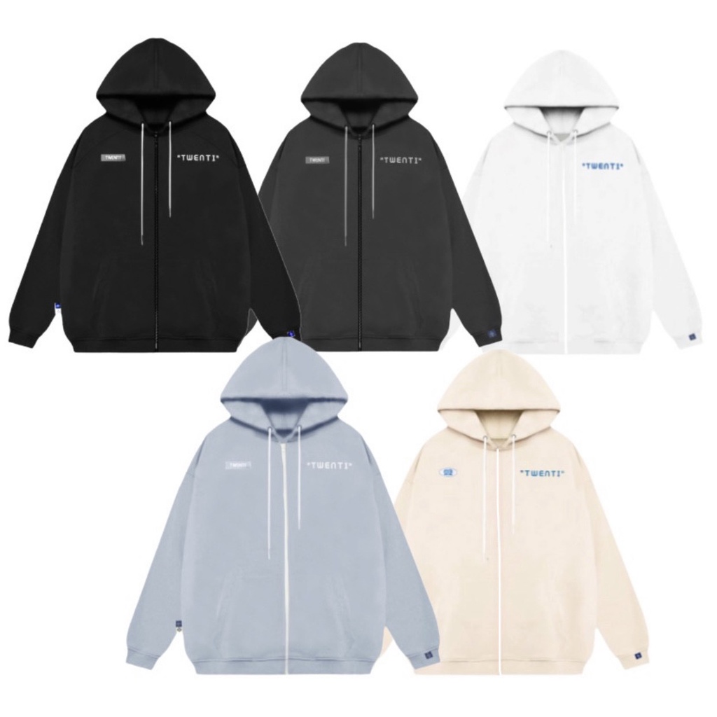 Áo Hoodie Zip TWENTI Mũ Trùm 2 Lớp Unisex , Áo Nỉ Hoodie Zip Nỉ Bông Cotton Dày Dặn Nhiều Màu Sắc Phong Cách Nam Nữ