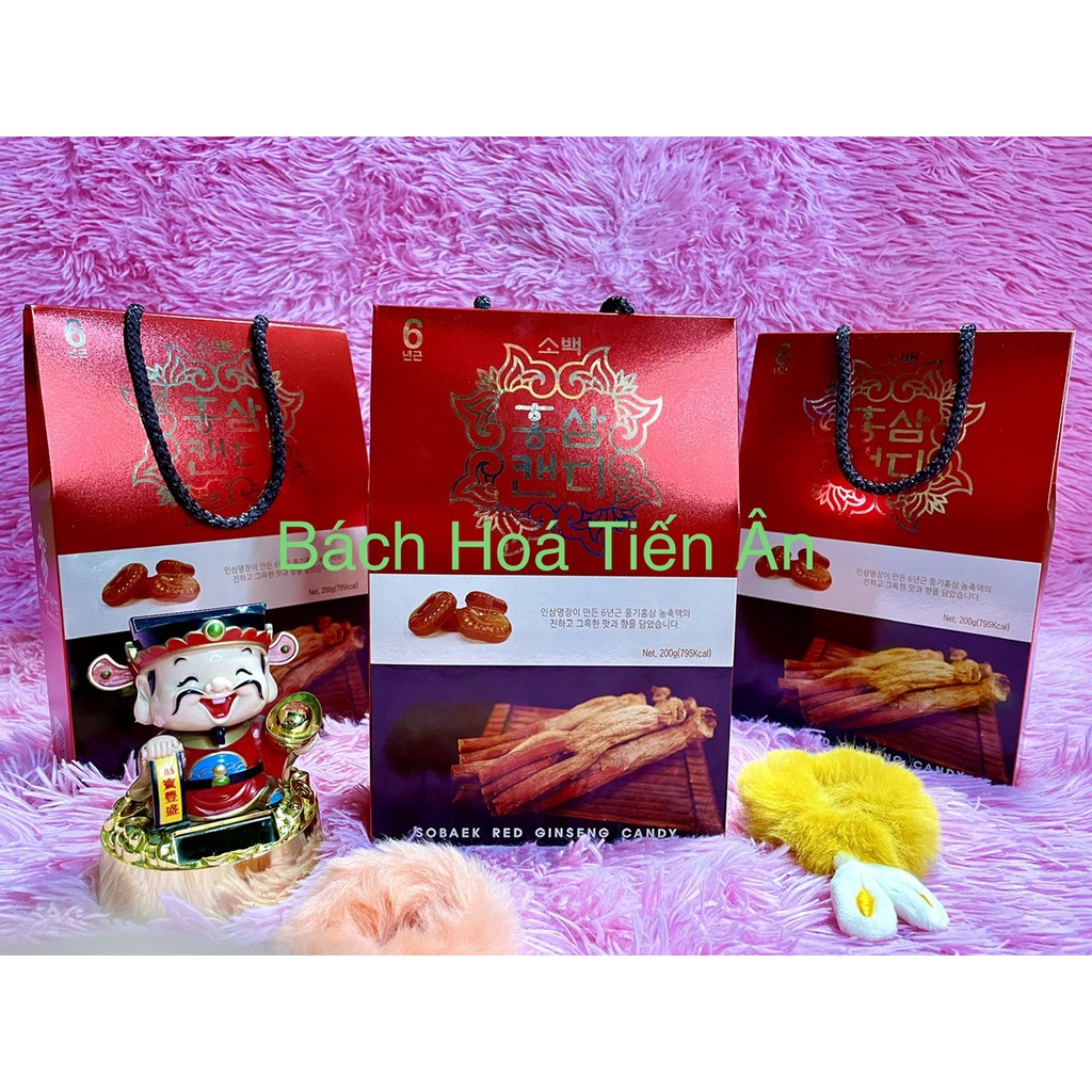 Kẹo Hồng Sâm SOBAEK Hàn Quốc chính hãng hộp đỏ - 200g(795kcal) tết an khang