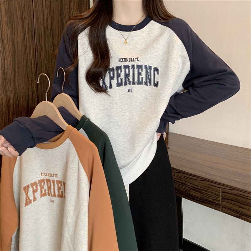Hàng Có Sẵn|Áo Hoodie Raglan Mỏng Dáng Rộng Tay Dài Phong Cách Đường Phố Thời Trang Thu Đông Hàn Quốc Kiểu Mới 2022