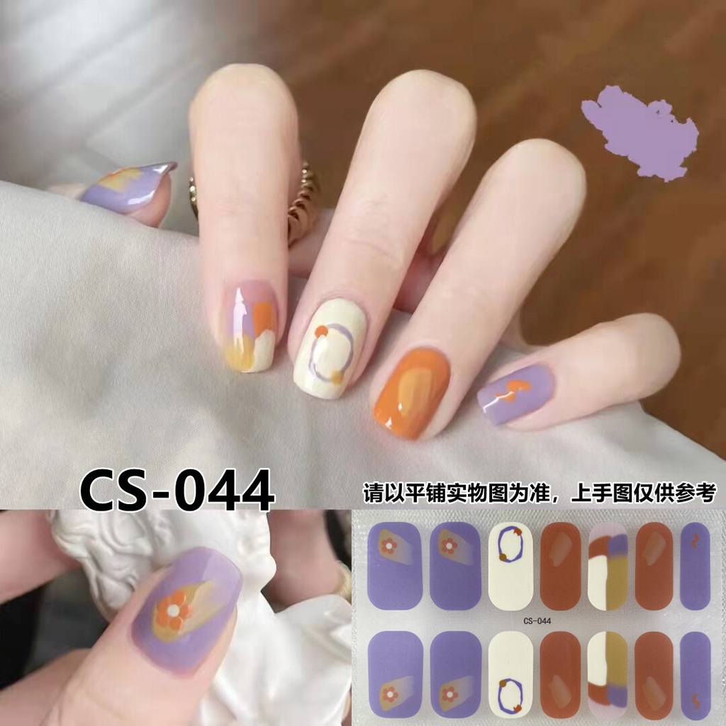 Bộ 14 Miếng Dán Móng Tay Không Độc Hại Chống Thấm Nước Họa Tiết Hoạt Hình Dễ Thương