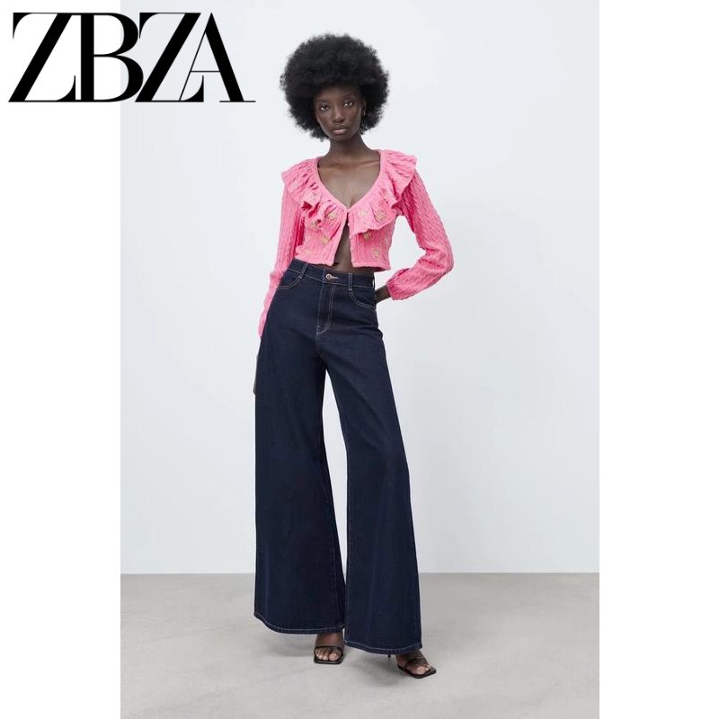 Made in Morocco - Áo Zara Cardigan Len Dệt Kim Cổ Thêu Hoa Mùa Xuân BN5649