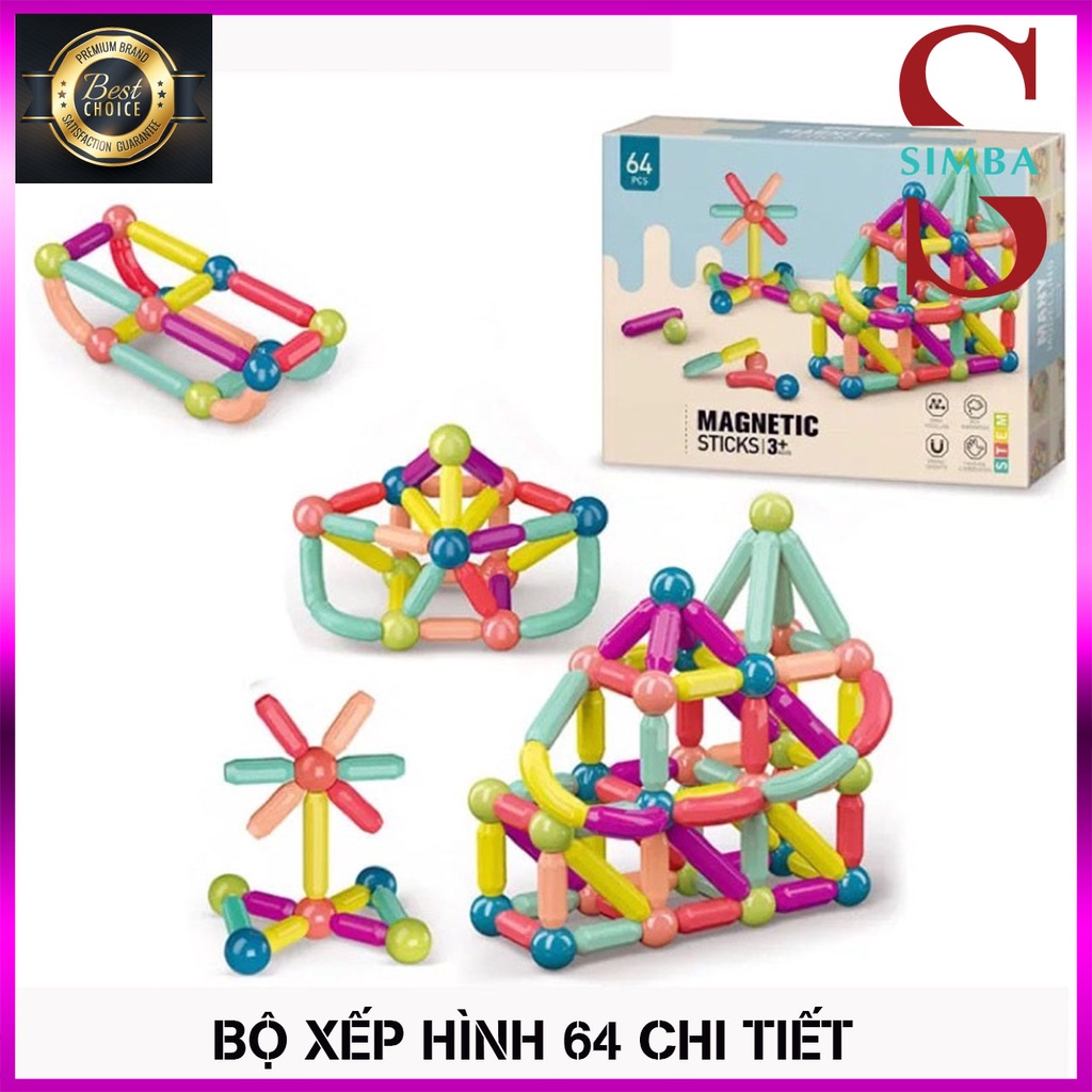 Bộ Đồ Chơi Xếp Hình Nam Châm - 64 Chi Tiết Lắp Ráp Lego Thông Minh - Giúp Trẻ Em Phát Triển Trí Tuệ SIMBA