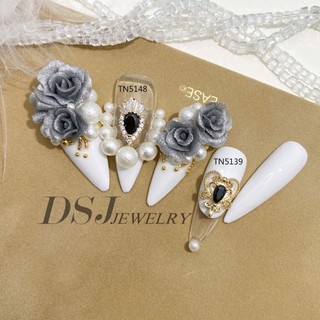 Set 5 Charm đá đen cao cấp trang trí móng đá sáng lấp lánh