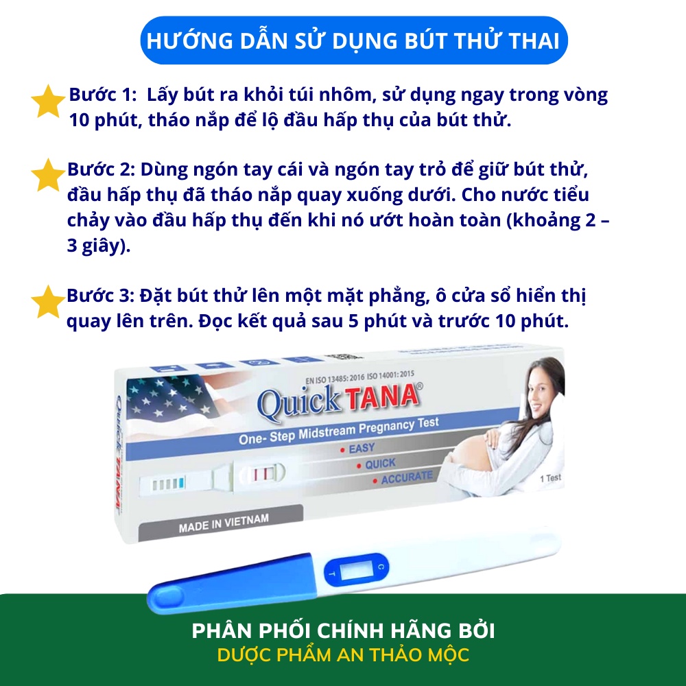 Bút thử thai Tanaphar Quicktana sử dụng dễ dàng nhanh chóng chính xác cho kết quả ngay lập tức