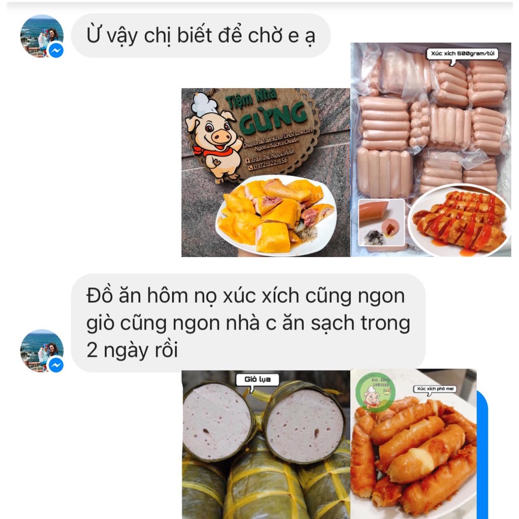 Xúc xích heo 500gram - For Keto, DAS, Lowcarb, Eatclean & Tiểu đường