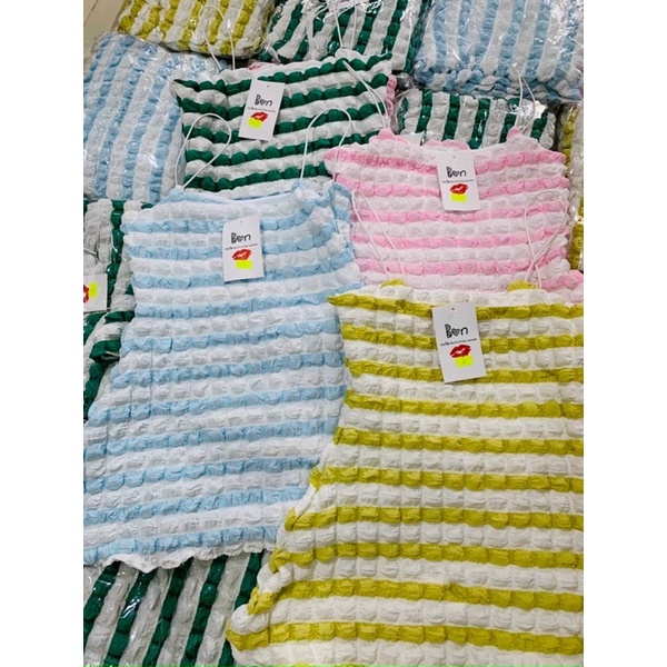 Set Bộ Xốp 2 Dây Sọc Đầm BabiDoll Kèm Quần Fom Đỉnh Hàng Cao Cấp_211