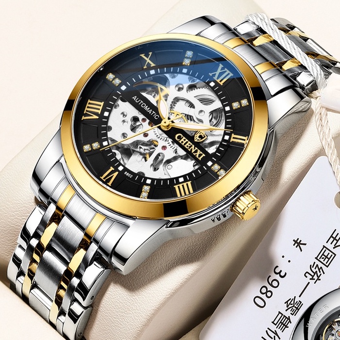 Đồng Hồ Cơ Automatic Chenxi Lộ Máy 2 Quai Thép Đúc Kiểu Dáng Thời Trang Sang Trọng - Có Thẻ Bảo Hành + Quà Tặng(Cx8802)