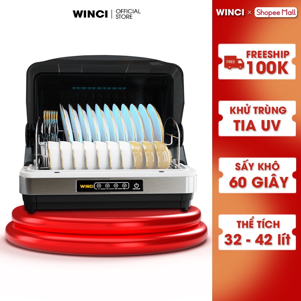 Máy Sấy khô bát đũa, Khử trùng bằng tia UV Chính hãng Winci,Winci K7.