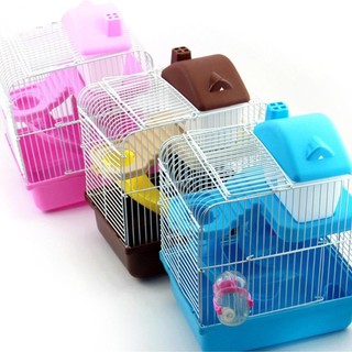 Lồng hamster đôi -layer, lồng thú cưng, ấm đun nước, bánh xe chạy, bát thức ăn, túp lều cầu thang