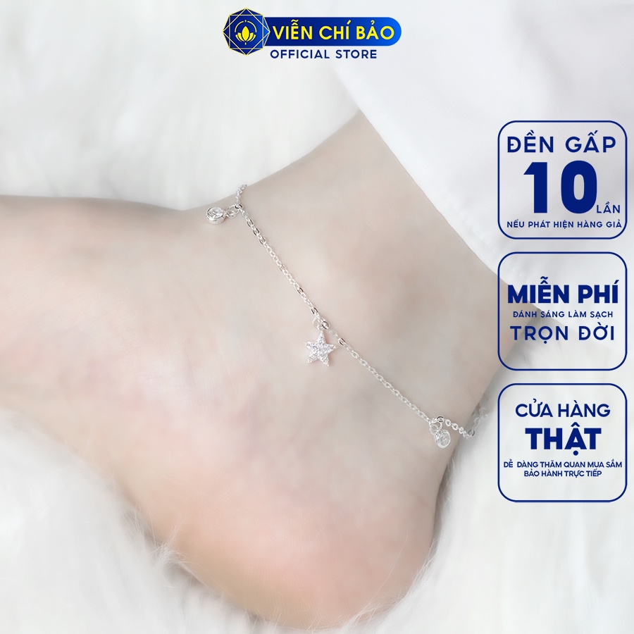 Lắc chân bạc nữ charm ngôi sao chất liệu bạc 925 thời trang phụ kiện trang sức Viễn Chí Bảo L400723
