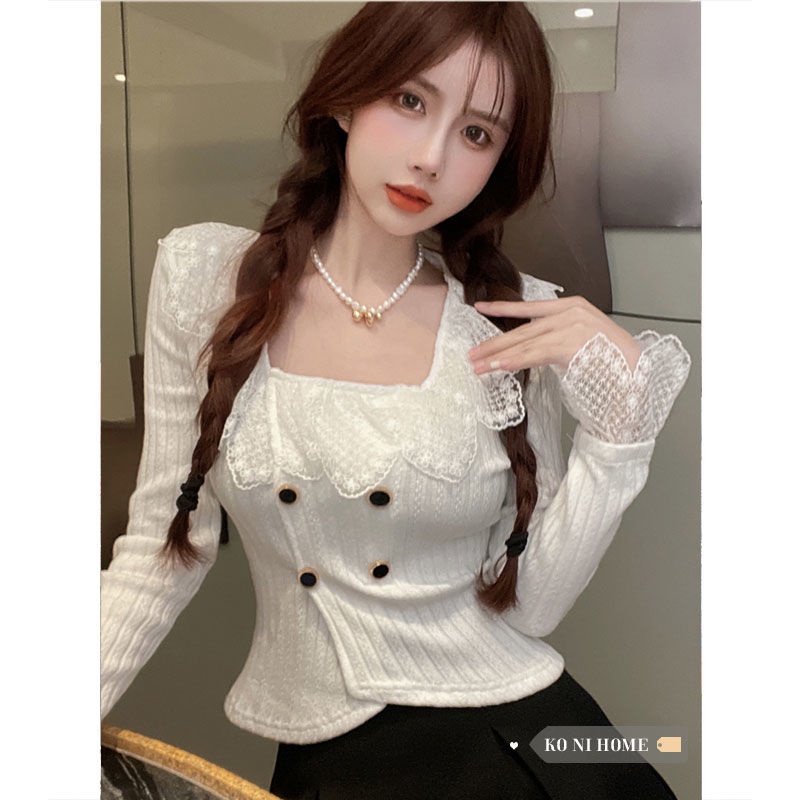 Áo Cardigan Dệt Kim Phối Ren Thời Trang Mùa Thu Dành Cho Nữ