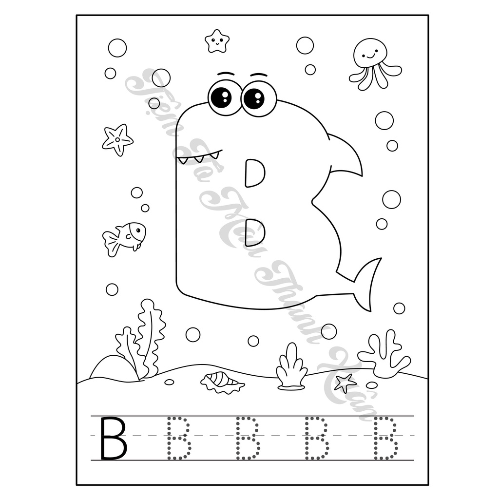 Set 26 Tờ Bảng Chữ Cái Tiếng Anh Và 10 Tờ Chữ Số Hình Baby Shark Cute Cho Bé - Tiệm Tô Màu Thanh Xuân