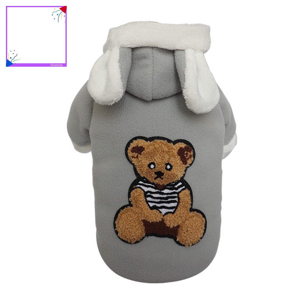 Áo Khoác Mùa Đông Dày Dặn Chống Mài Mòn Thêu Họa Tiết Gấu Cho Thú Cưng