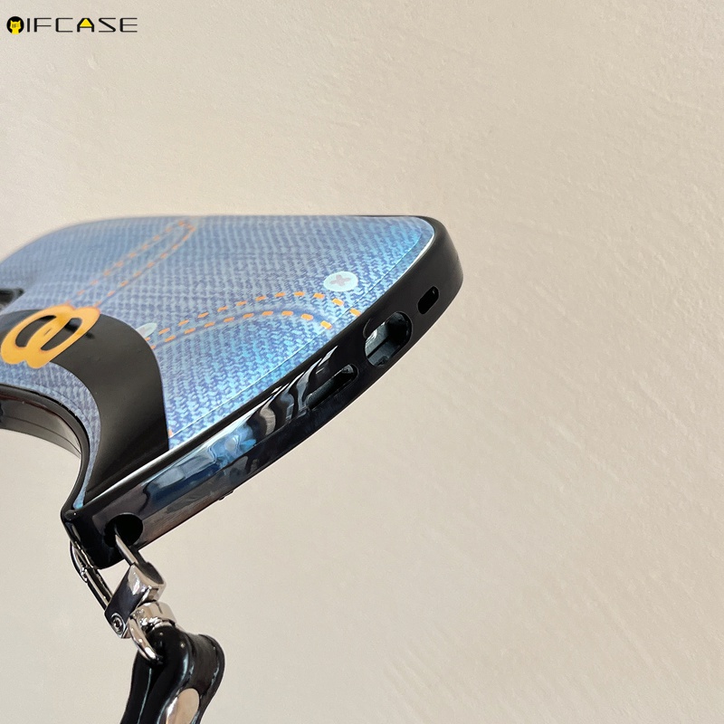 Ốp Điện Thoại Họa Tiết Denim 3D Kèm Dây Đeo Dành Cho iPhone 14 Plus 14 13 12 11 Pro Max