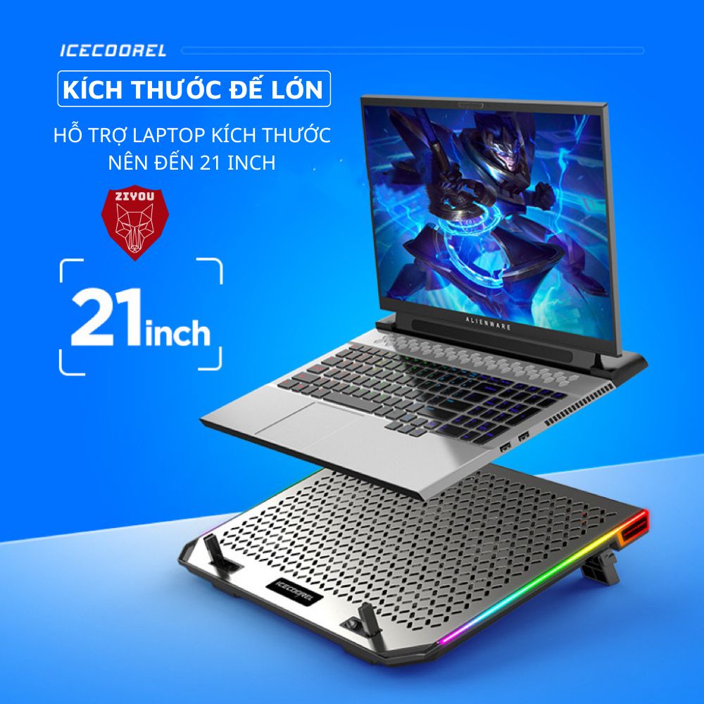 Đế Tản Nhiệt Laptop Ziyou A17 Pro LED Gaming Hỗ Trợ Làm Mát Chơi Game Hệ Thống 6 Quạt Gió Tùy Chỉnh Nhiều Chế Độ