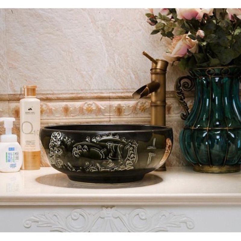 Chậu sứ mỹ thuật - lavabo đặt bàn mỹ nghệ kanly SUS142