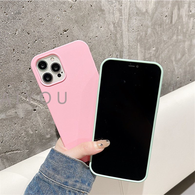 Thời Trang Ốp Điện Thoại Silicon Dẻo Màu Trơn Chống Trượt Cho iphone 14 pro max 15 plus iphone12 11 pro max se2 7 8 plus Mềm