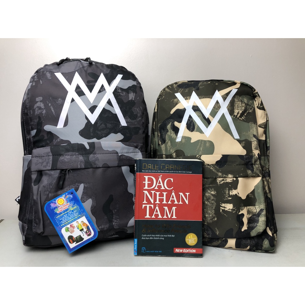 Balo Du Lịch Cao Cấp Logo W Alan Walker màu Camo, Túi Đi Phượt Nhiều Ngăn Mang Được Nhiều Đồ HunaBalo BDL07