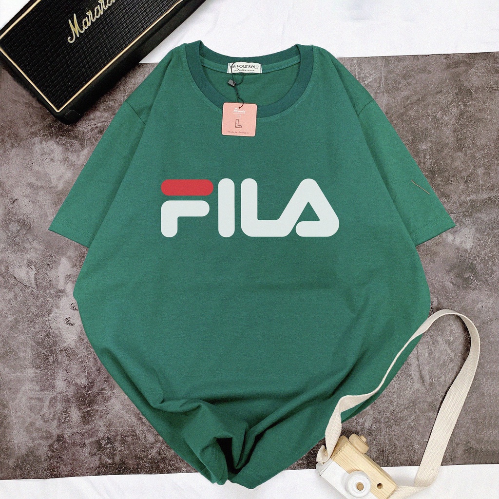 Áo thun nam nữ unisex áo phông vải cotton thoáng mát cổ tròn in chữ Fila - shop.lucas