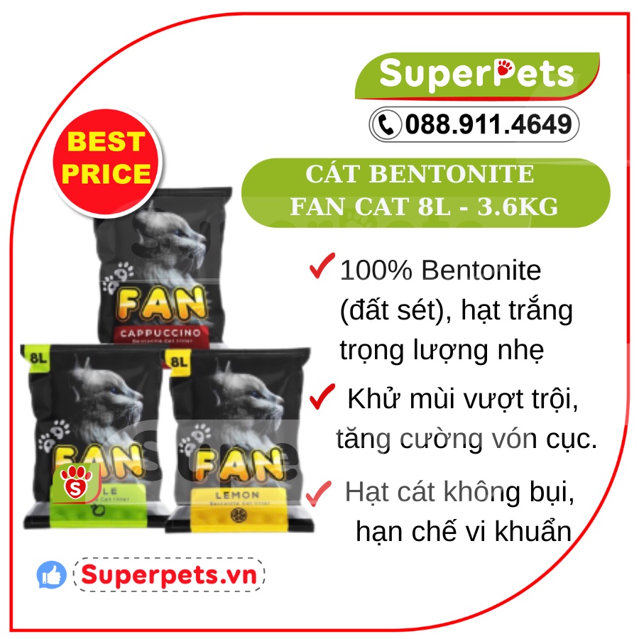 [ SỈ- TỔNG KHO ] Cát FANCAT 8L Cát FAN Cat HAPPY Cat SaniCat Cho Mèo Siêu Khử Mùi SUPERPETS VIỆT NAM