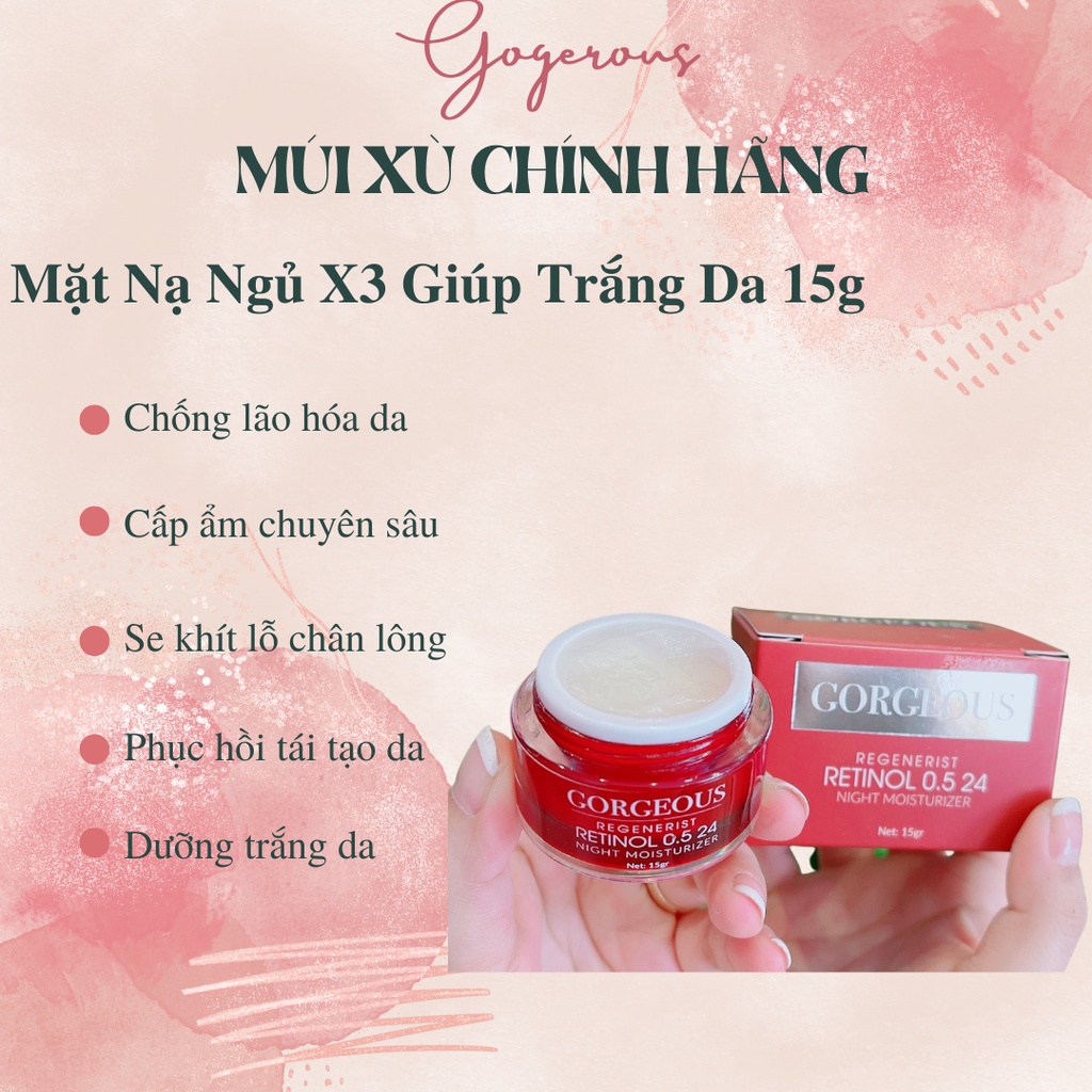 Mặt nạ ngủ x3 MÚI XÙ GOGEROUS chính hãng dưỡng trắng tái tạo làn da mơi 15g