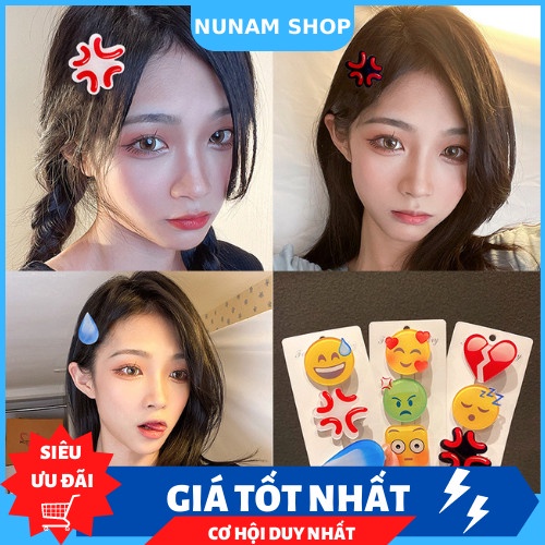 KẸP MÁI CẢM XÚC EMOJI ĐỔ MỒ HÔI TỨC GIẬN NGỘ NGHĨNH IDOL HÀN QUỐC - NUNAM SHOP