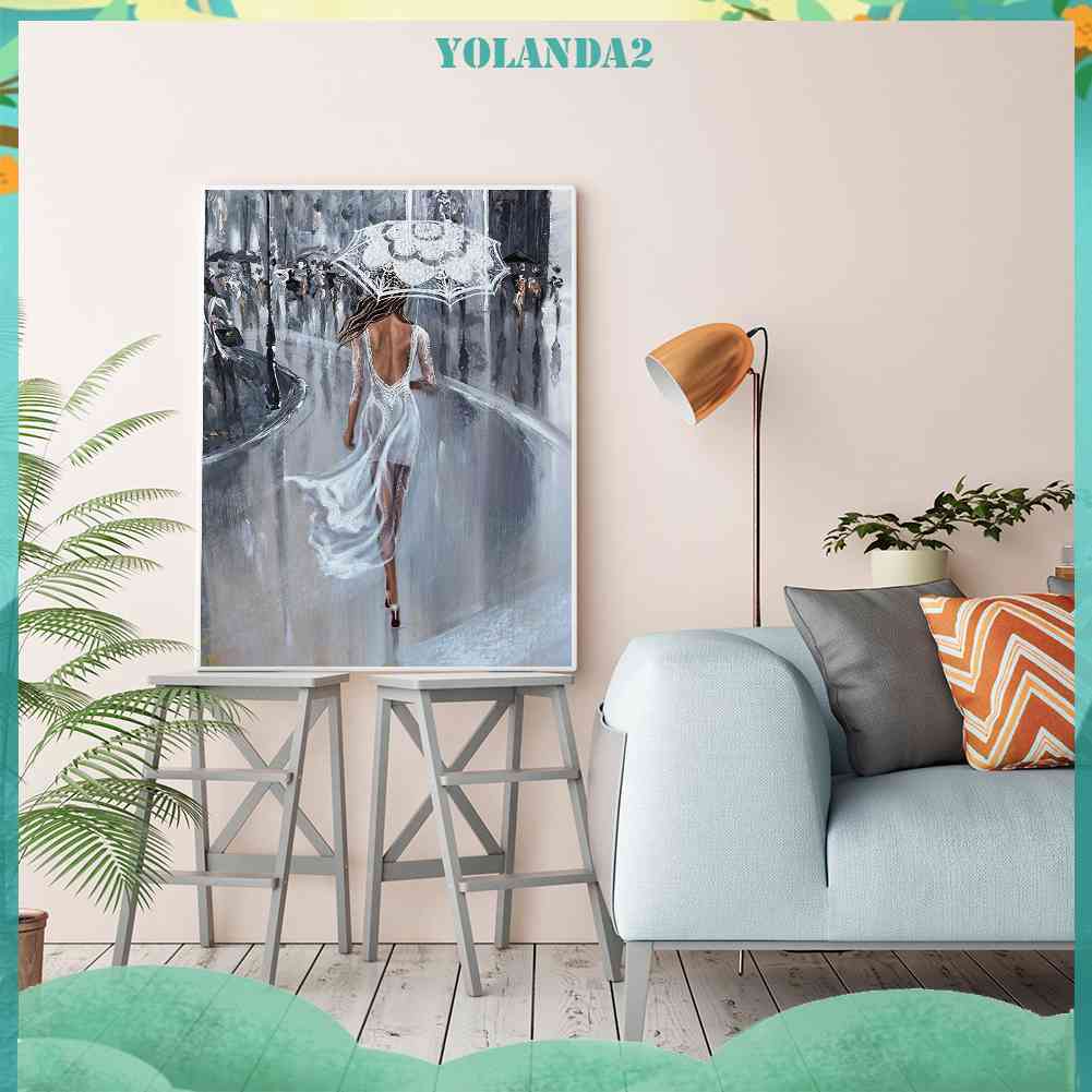 Tranh Thêu Chữ Thập Thủ Công Hình Người Phụ Nữ Cầm Dù 11CT