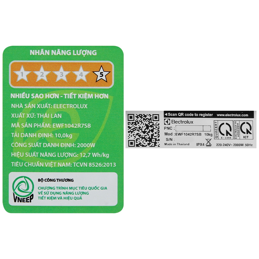 MÁY GIẶT ELECTROLUX INVERTER 10 KG EWF1042R7SB