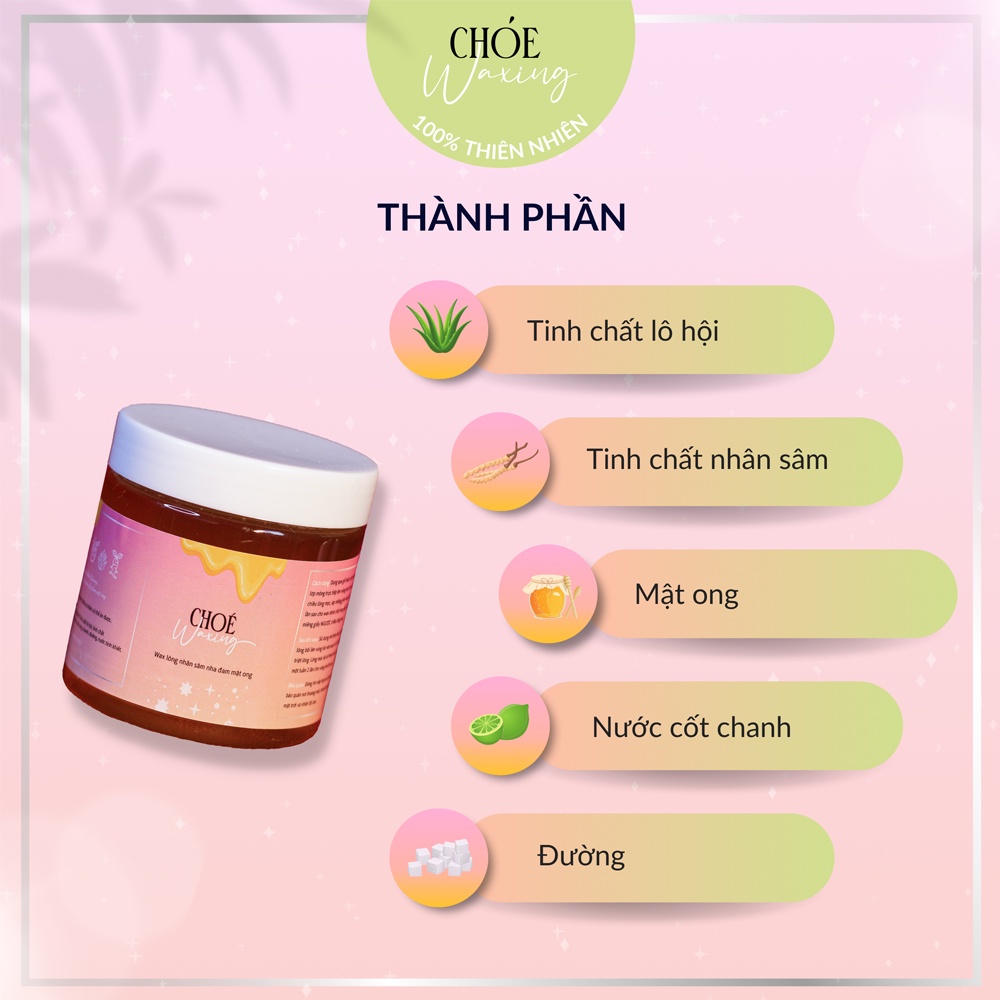 [NHÃN MỚI] Sáp Wax Triệt Lông Mật Ong Nhân Sâm Handmade Chóe Waxing Hủ 350gr ( Tặng Kèm Dụng Cụ Wax) | BigBuy360 - bigbuy360.vn