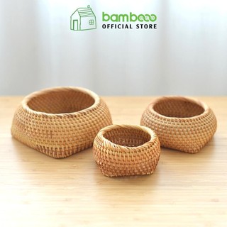 Giỏ mây tre đan tay loại nhỏ BAMBOOO ECO đựng đồ kim chỉ bánh kẹo mứt hạt đồ khô trong nhà hàng, khách sạn, phòng khách