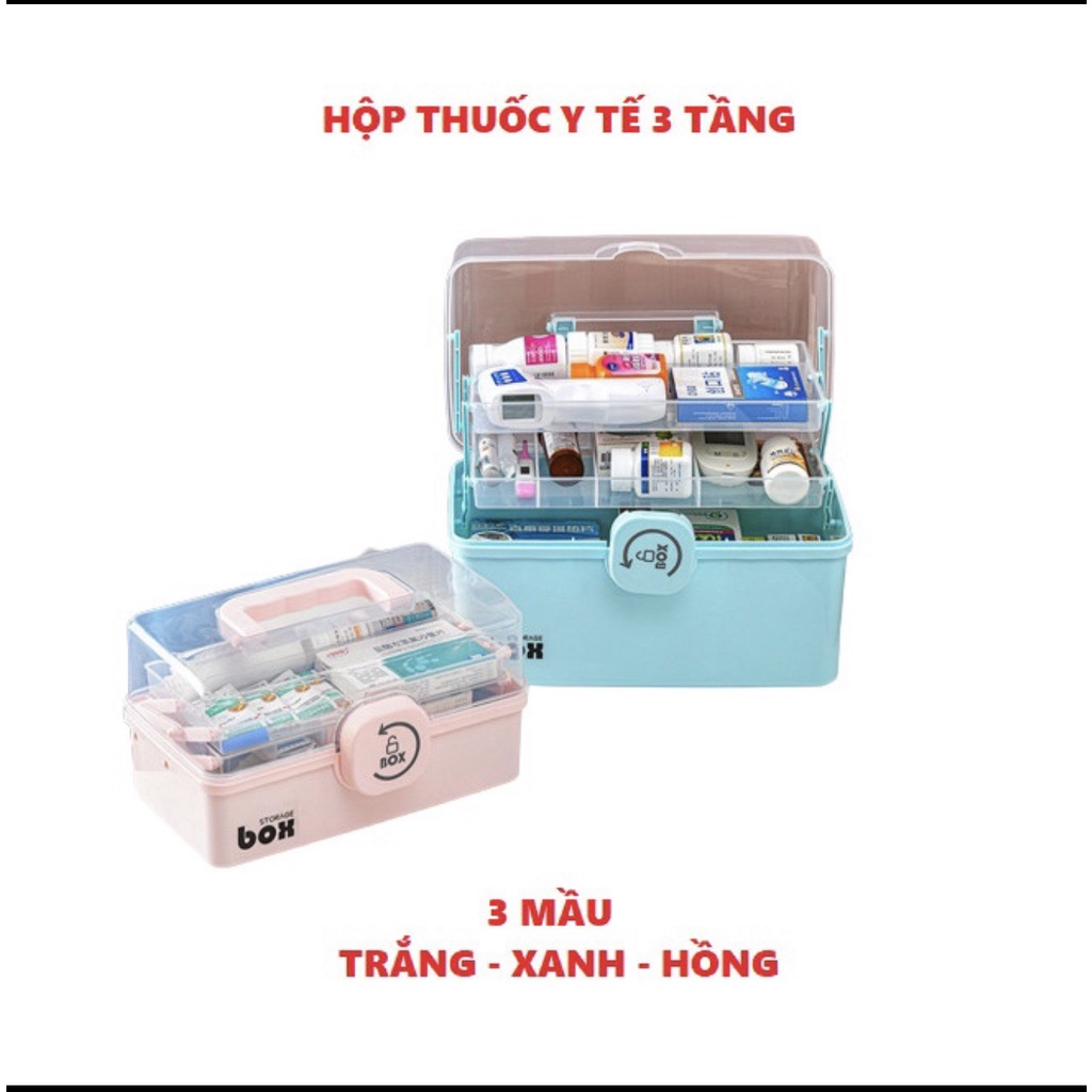 Hộp đựng thuốc y tế 7L,12L 3 tầng tiện lợi-Hộp đựng thuốc cứu thương cho gia đình phân loại thuốc tiện lợi