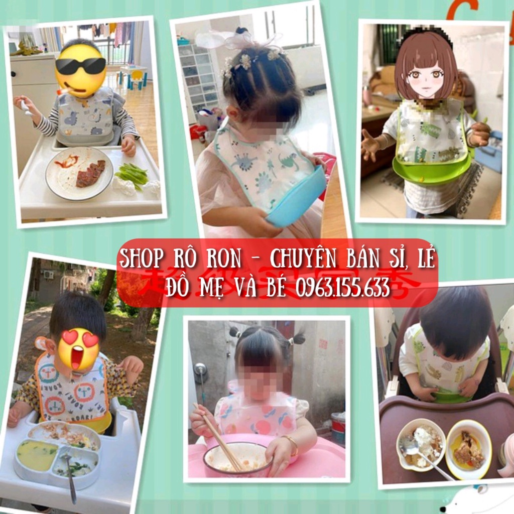 Yếm ăn dặm có máng tháo rời - Yếm máng ăn dặm cho bé - Shop Rô Ron