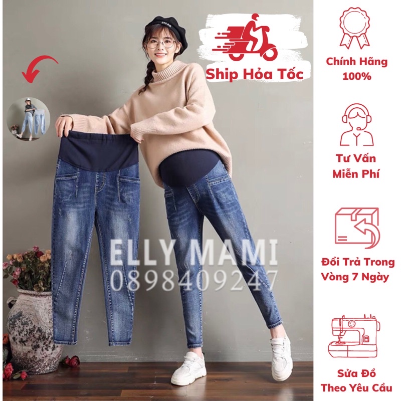 ( 40kg - 95kg ) Quần Bầu , Bigsize Jean Baggy Form Dễ Mặc Thoải Mái Suốt Thai Kì &amp; Sau Sinh Thiết Kế Cao Cấp