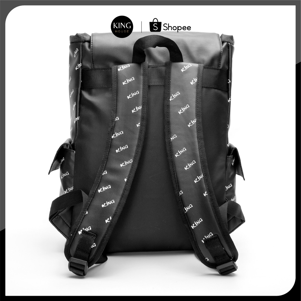 [HipHop] Balo Da Backpack Unisex Chống Nước Balo Backpack King 3-Màu Đen