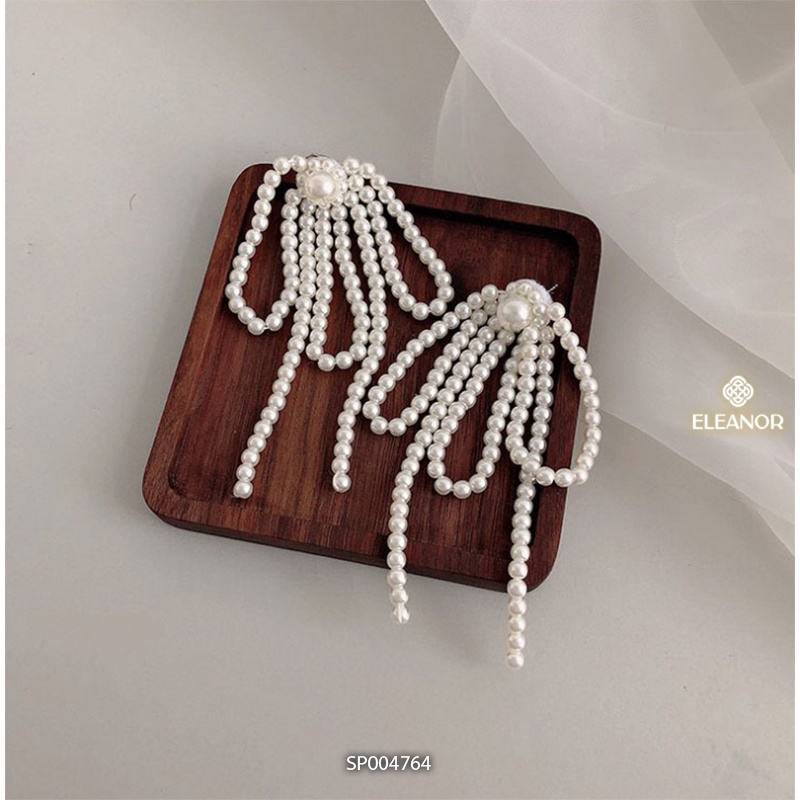Bông tai nữ ngọc trai nhân tạo Eleanor Accessories chuôi bạc 925 phụ kiện trang sức chuỗi hạt hình nơ