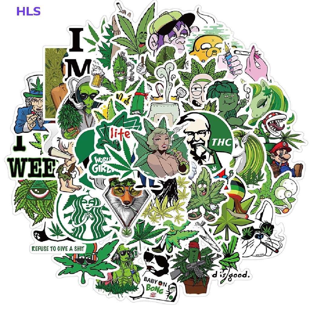 Bộ 50 Miếng Dán Hình Nhân Vật Graffiti Chống Thấm Nước Dùng Trang Trí Vali Laptop