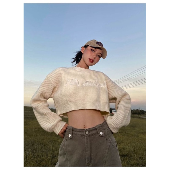 Áo kiểu crop top NZN tay dài cổ tròn thời trang mùa thu Hàn Quốc mới dành cho nữ | BigBuy360 - bigbuy360.vn