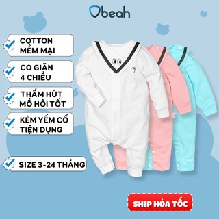 Sét quần áo sơ sinh liền thân Obeah, bodysuit cho bé trai bé gái kèm yếm chất liệu cotton co giãn 4 chiều