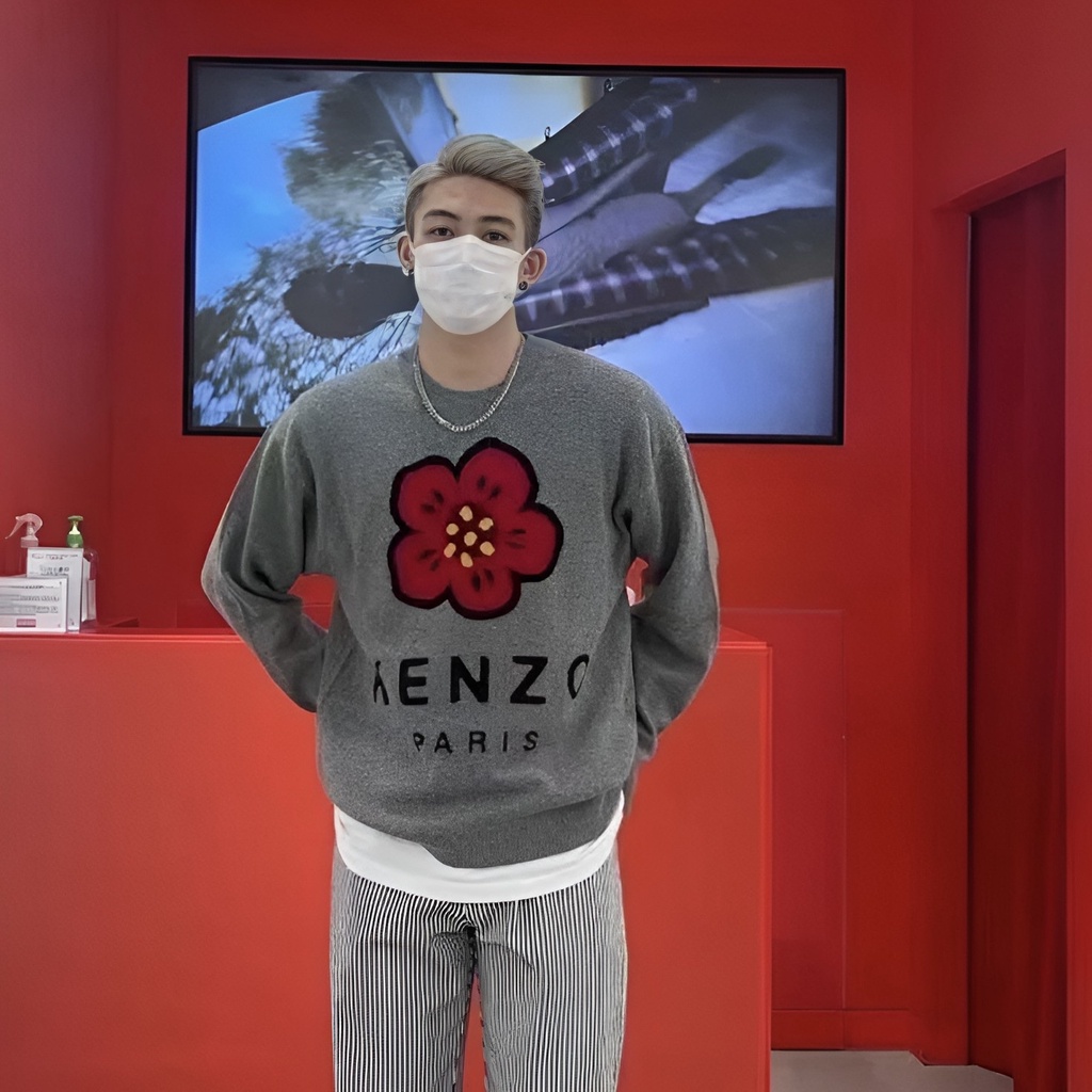 Áo Sweater Tay Dài Cổ Tròn Dáng Rộng In Chữ KENZO Thời Trang Đường Phố Cá Tính Cho Nam Và Nữ