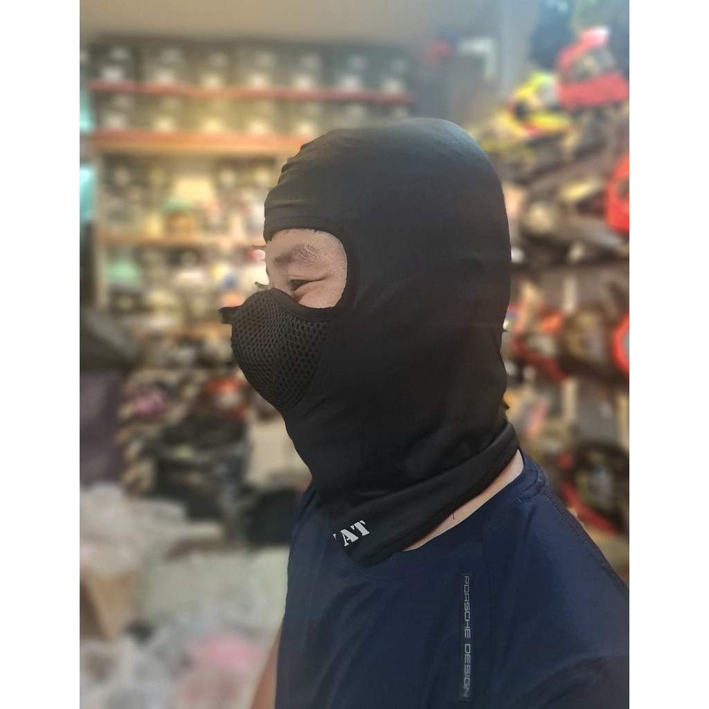 Khăn ninja SWAT X2 3 lớp vải lưới cao cấp màu đen,Khăn trùm đầu thun lạnh đi phượt,đi du lịch