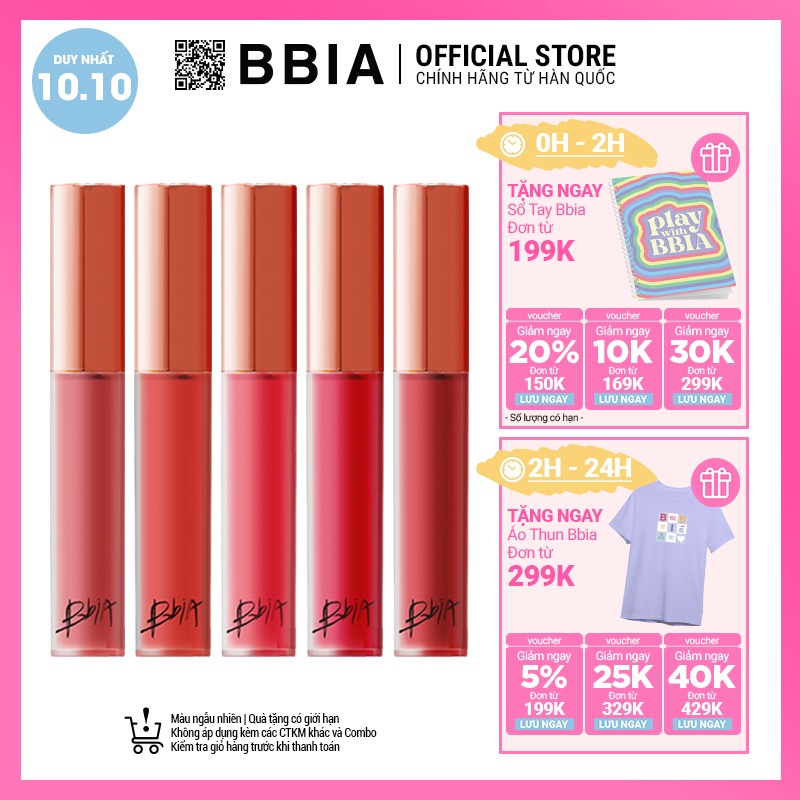 Son Kem Lì Bbia Last Velvet Lip Tint Version 4 (5 màu) 5g Bbia Official Store