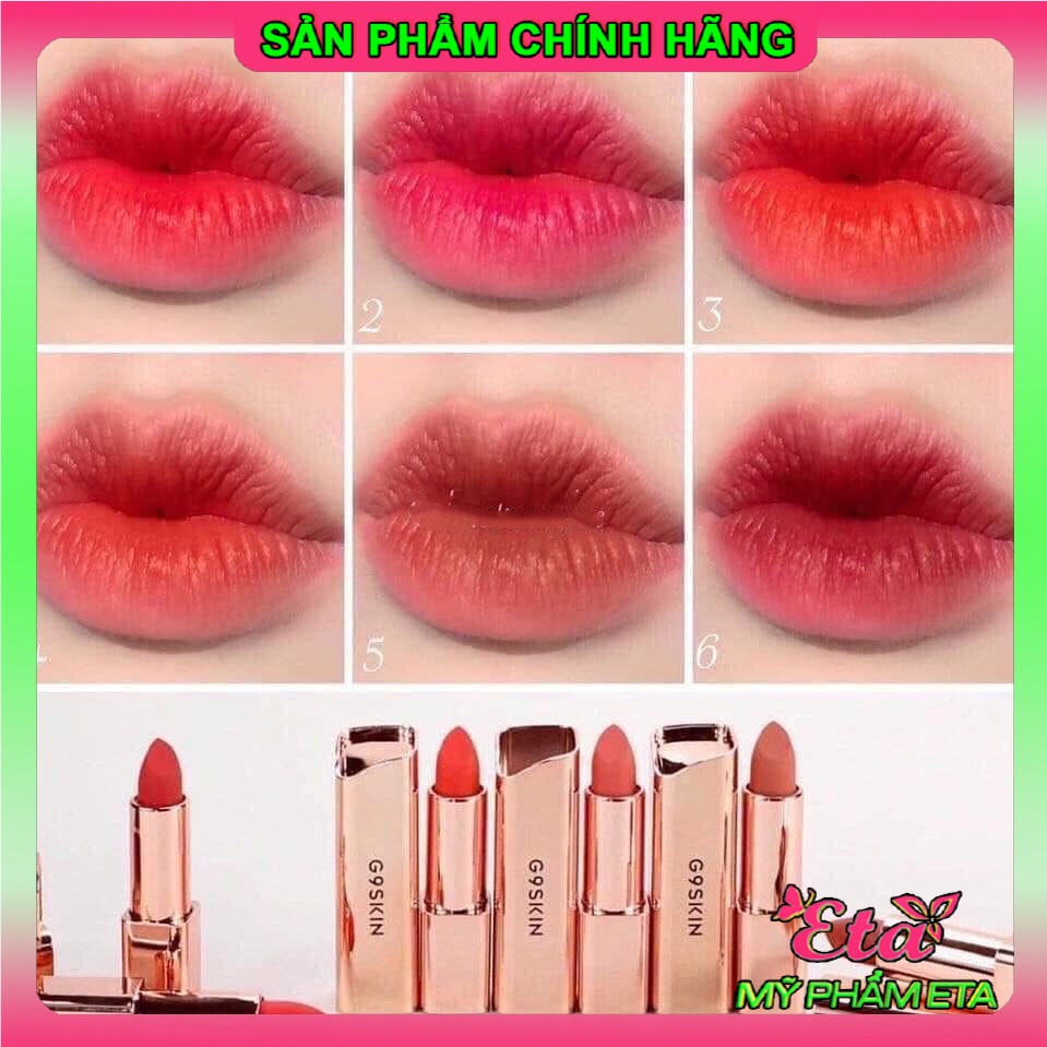 Son thỏi HÀN QUỐC G9SKIN First Lipstick lì môi, lên chuẩn màu 01-08 6g NEW